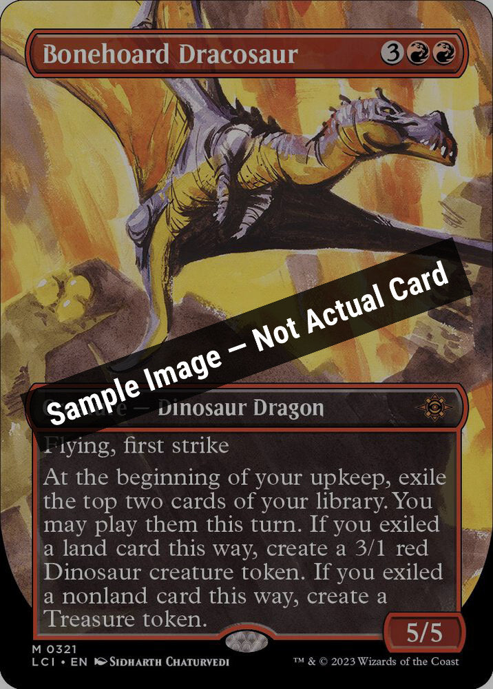 Magic,The Lost Caverns of Ixalan,Bonehoard Dracosaur (Borderless) - 321,Foil,Near Mint — Sample Image, Not Actual Card