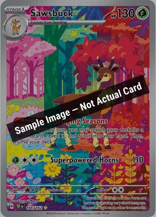 Pokemon,SV05: Temporal Forces,Sawsbuck - 166/162,Holofoil,Near Mint — Sample Image, Not Actual Card