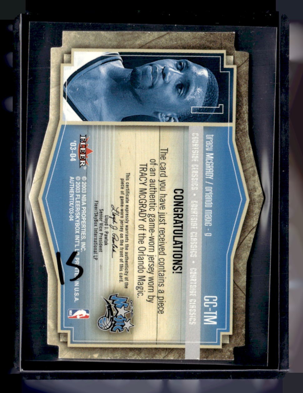 2003-04 Fleer Authentix #5 CC Tracy McGrady Courtside Classics — back