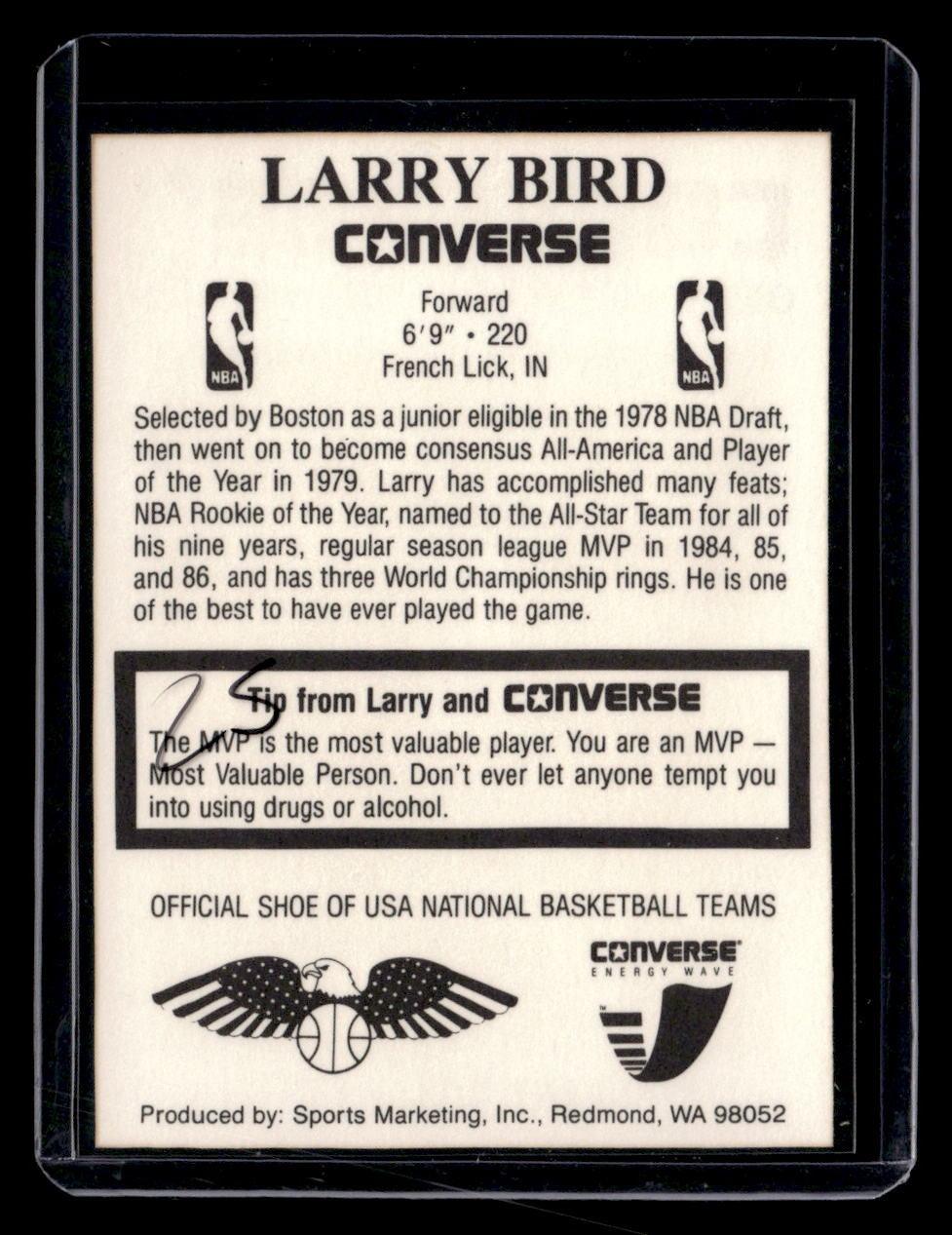 1989 Converse #NNO Larry Bird — back
