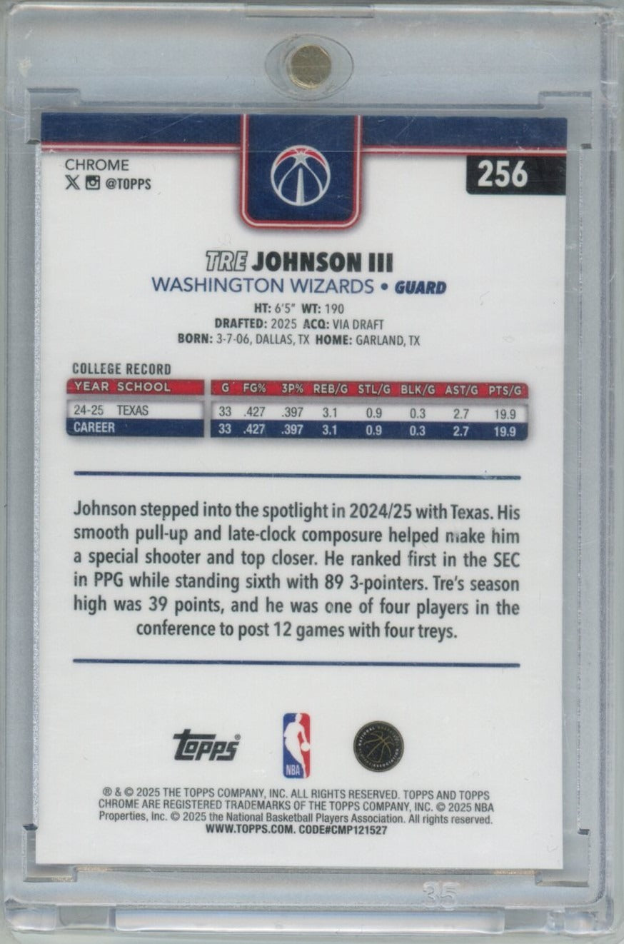 2025-26 Topps Chrome #256 Tre Johnson III — back