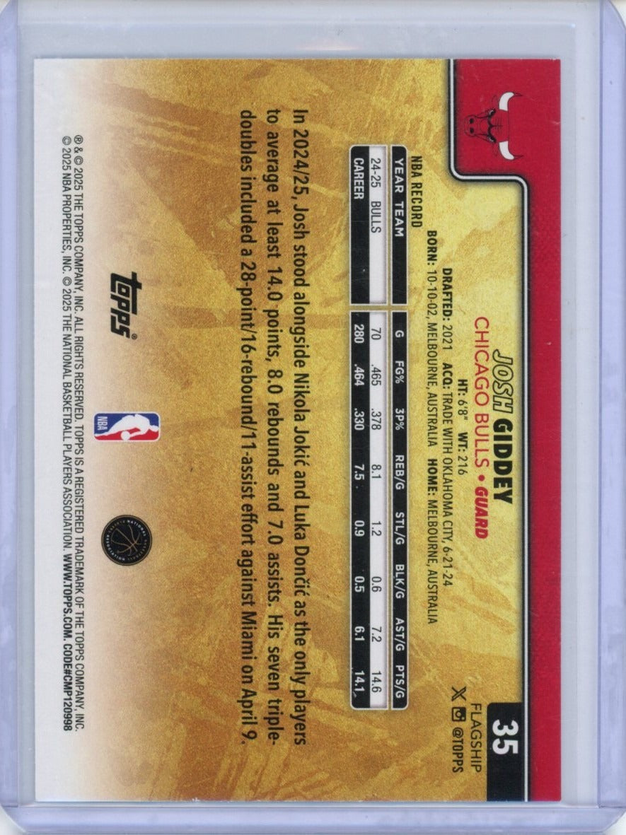 2025 Topps Flagship #35 Josh Giddey — back