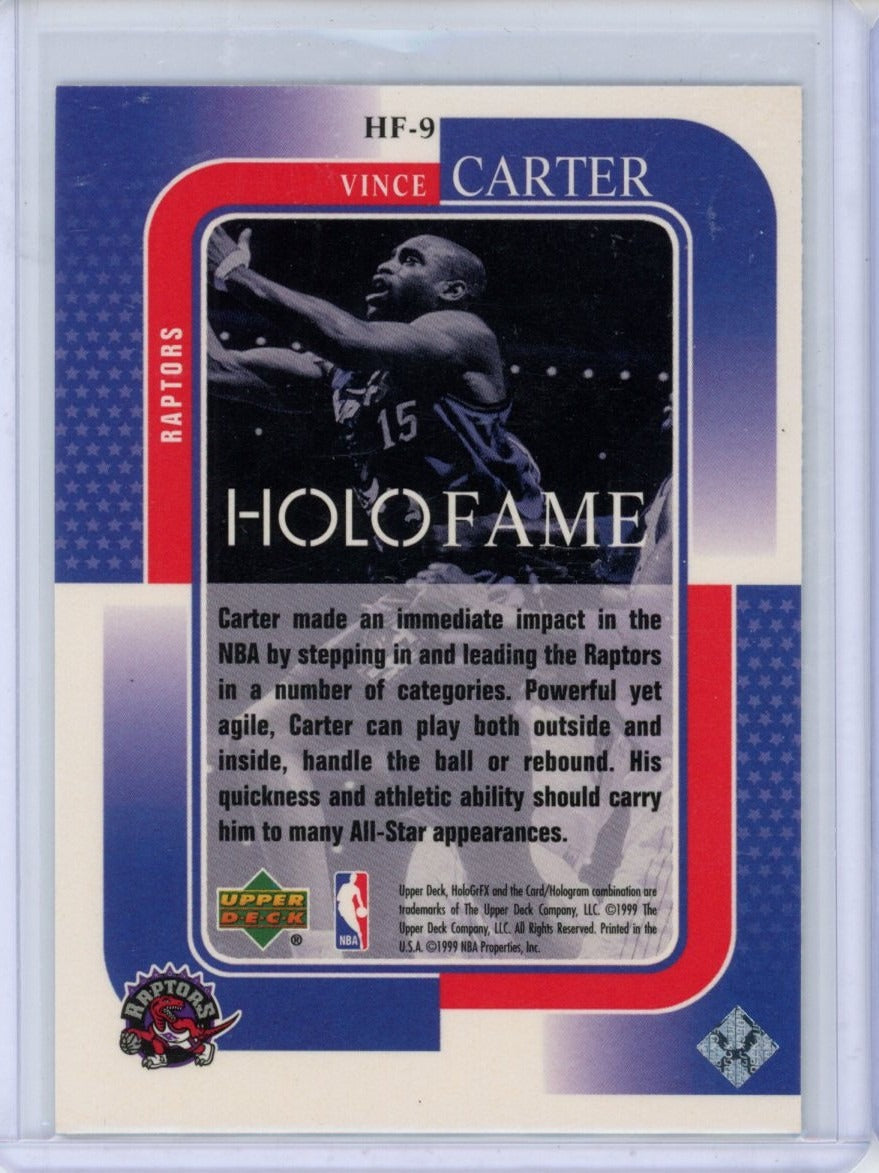 1999-00 Upper Deck HoloGrFX #HF-9 Vince Carter HoloFame — back
