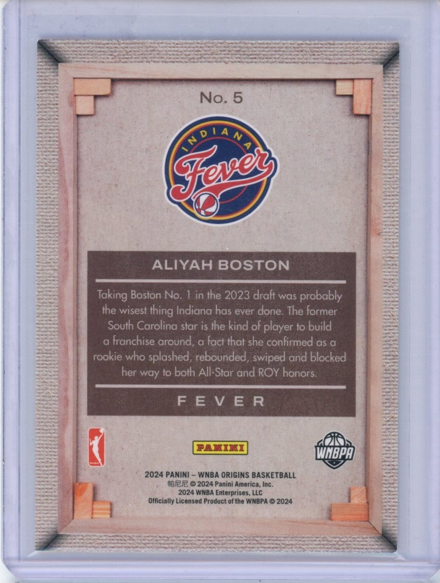 2024 Panini Origins WNBA #5 Aliyah Boston Blank Slate — back