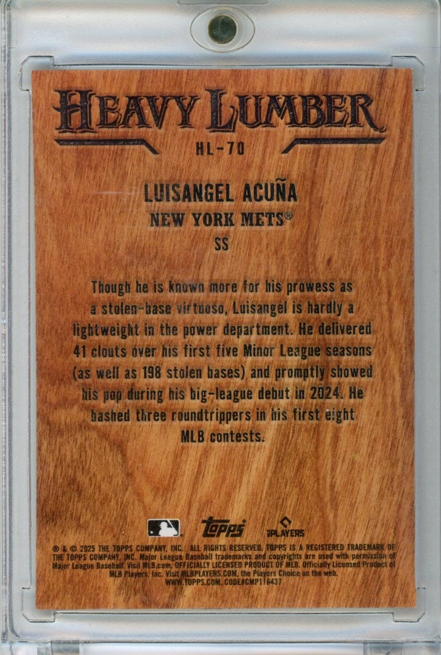 2025 Topps Update #HL-70 Luisangel Acuna Heavy Lumber — back