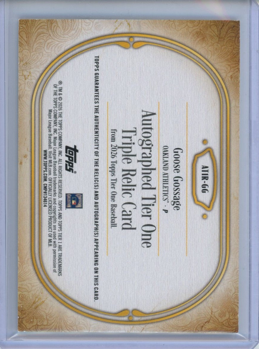 2026 Topps Tier One #AT1R-GG Goose Gossage /49 — back