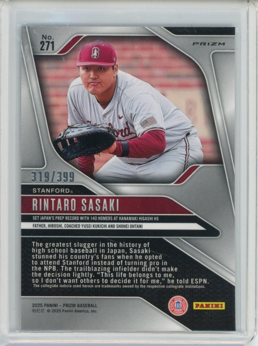 2025 Panini Prizm #271 Rintaro Sasaki /399 — back