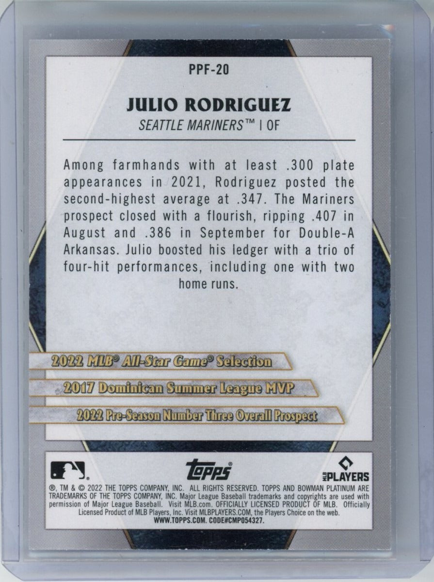 2022 Bowman Platinum #PPF-20 Julio Rodriguez Platinum Portfolios — back