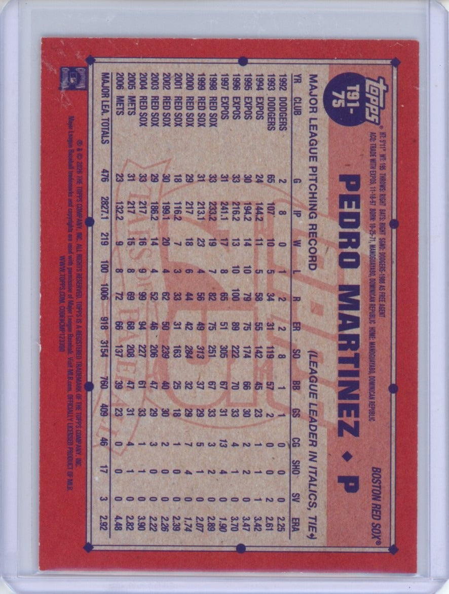 2026 Topps #T91-75 Pedro Martinez /25 — back