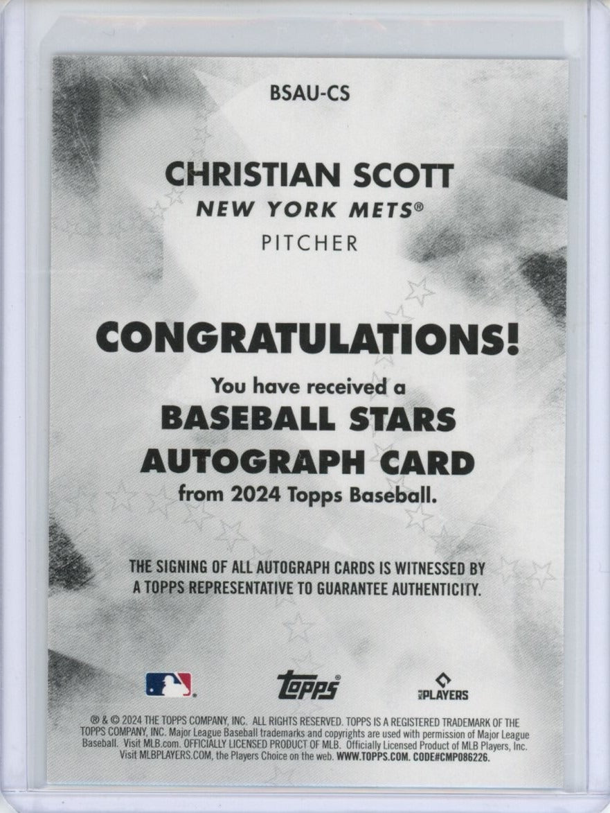 2024 Topps Christian Scott Auto BSAU-CS — back