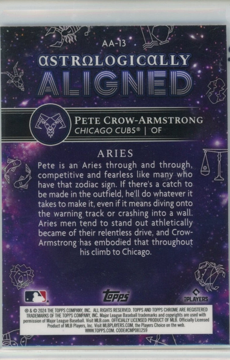 2024 Topps Chrome Cosmic #AA-13 Pete Crow-Armstrong Astrologically Aligned — back
