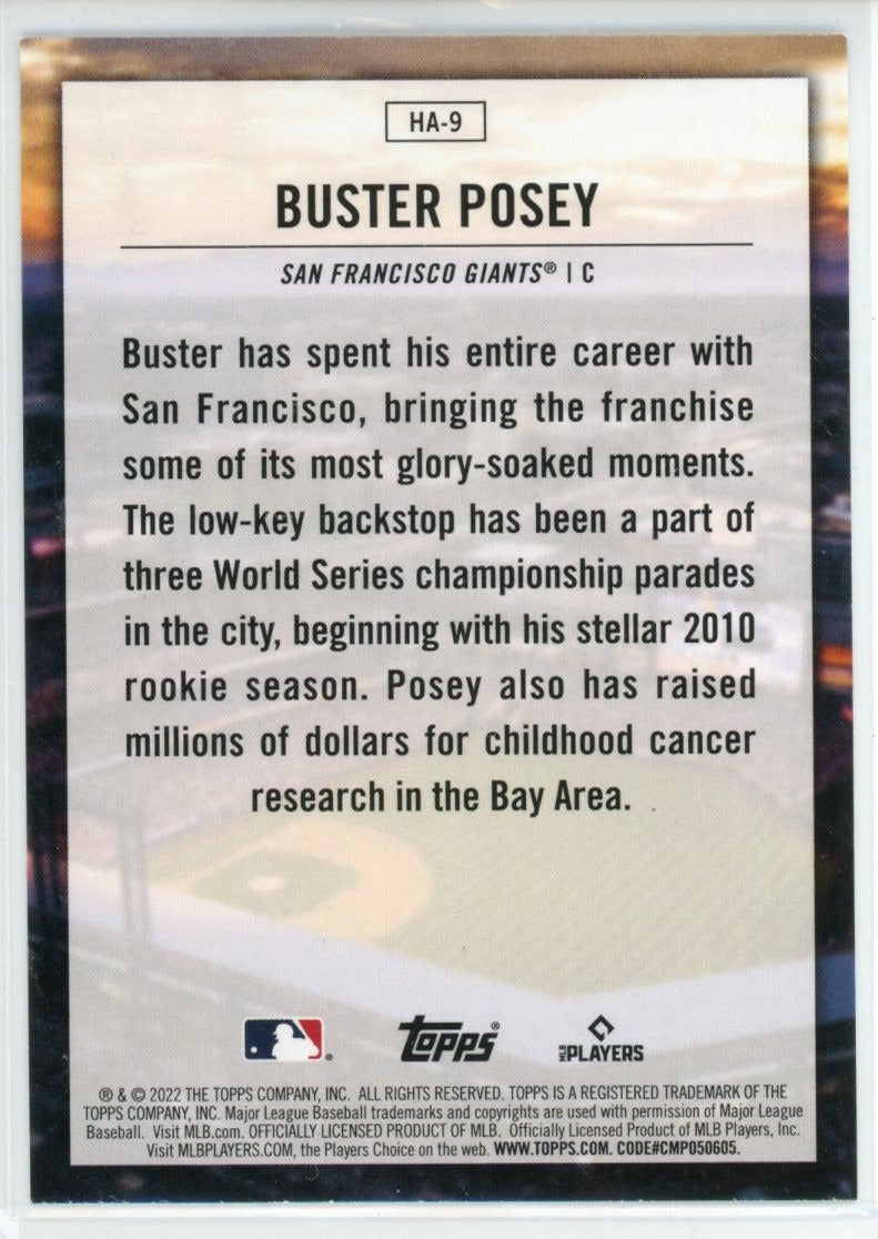 2022 Topps #HA-9 Buster Posey Home Field Advantage — back