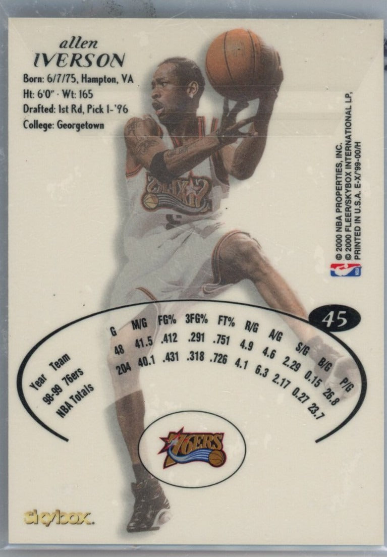 1999-00 E-X #45 Allen Iverson — back