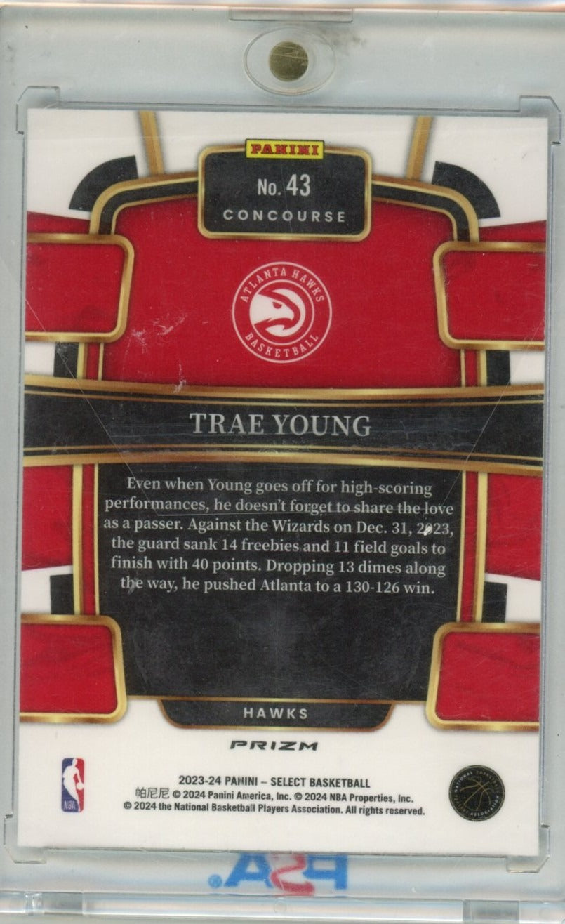 2023-24 Panini Select #43 Trae Young Silver Prizms — back