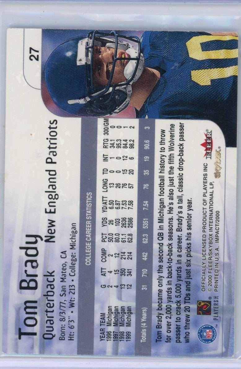 2000 Impact #27 Tom Brady — back