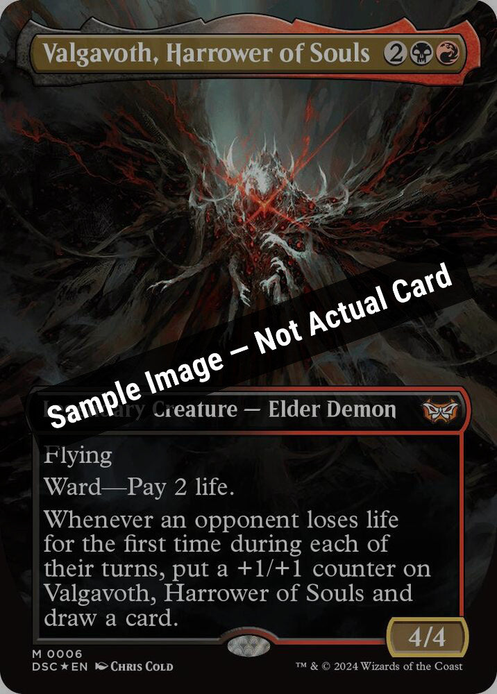 Magic,Commander: Duskmourn: House of Horror,Valgavoth, Harrower of Souls (Borderless) - 6,Foil,Near Mint — Sample Image, Not Actual Card