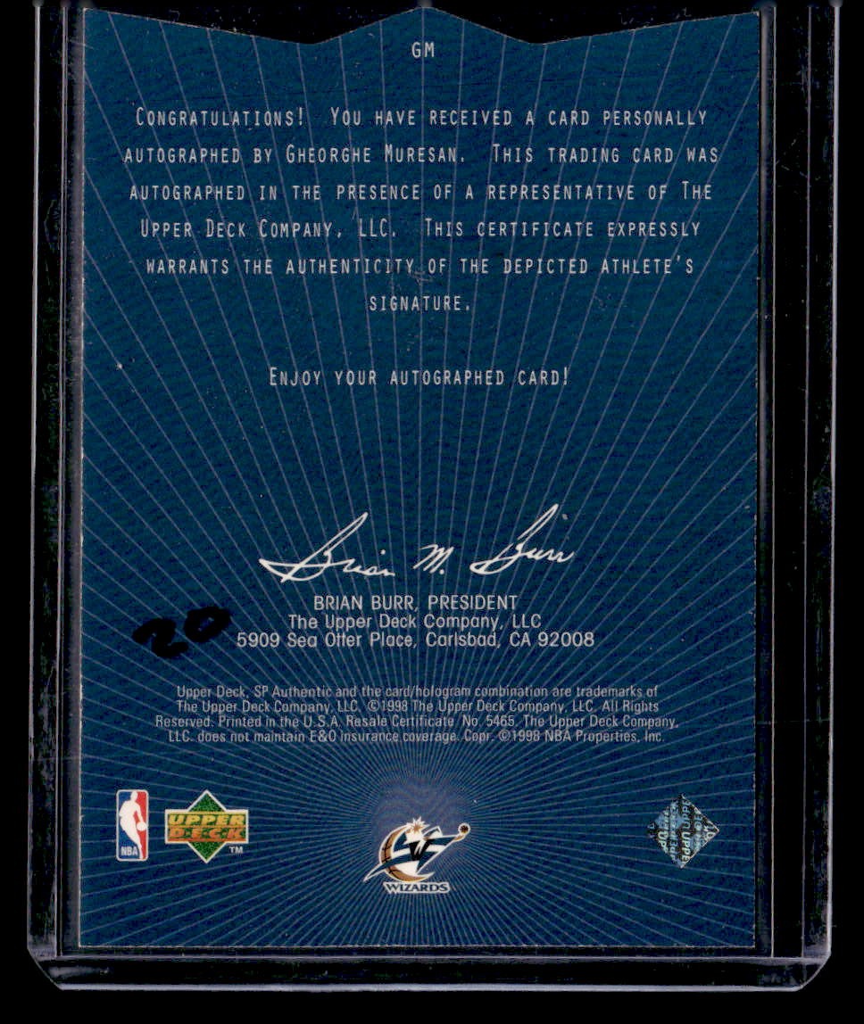 1997-98 SP Authentic #GM Gheorghe Muresan Sign of the Times — back