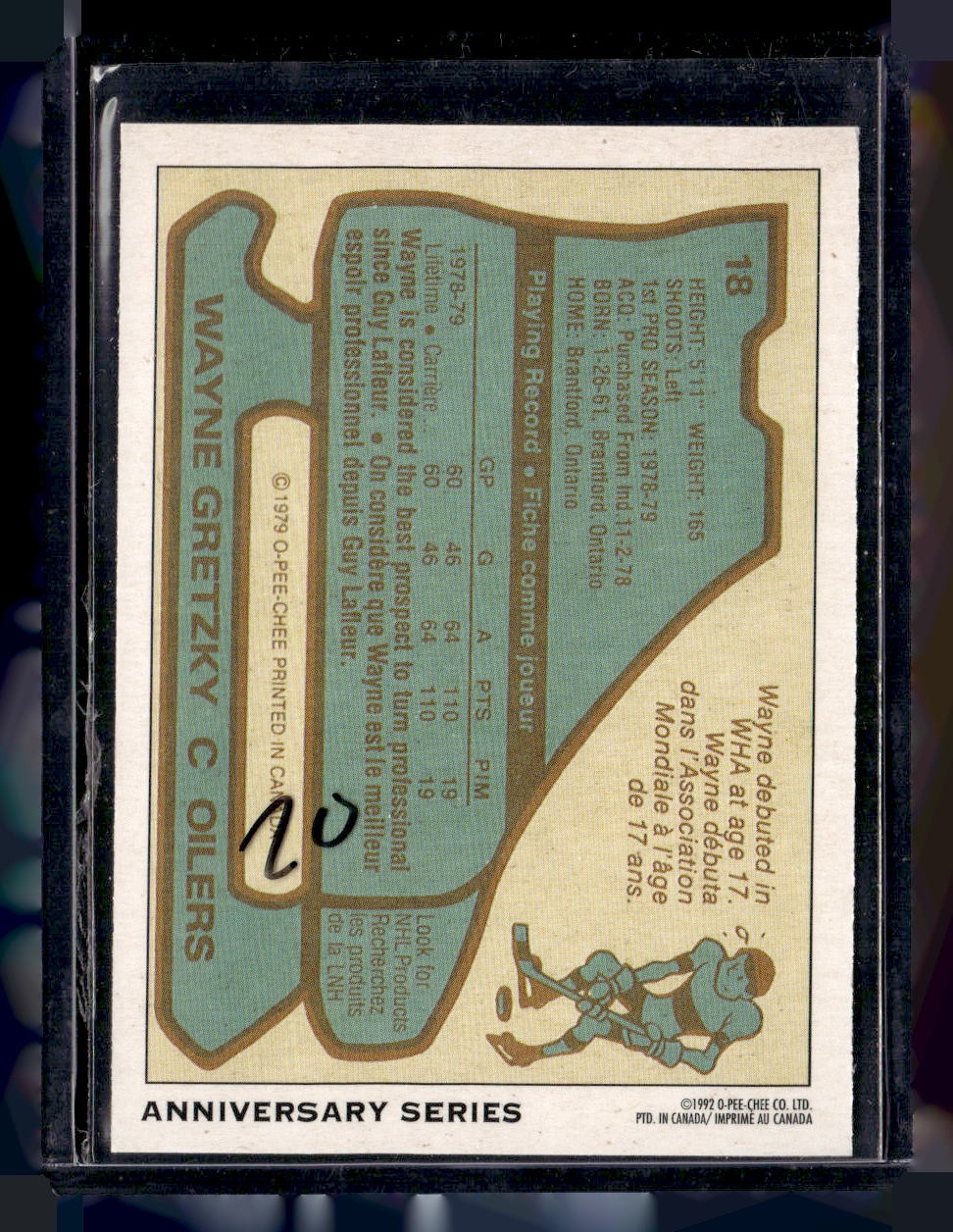 1992-93 O-Pee-Chee #12 Wayne Gretzky 25th-Anniversary — back