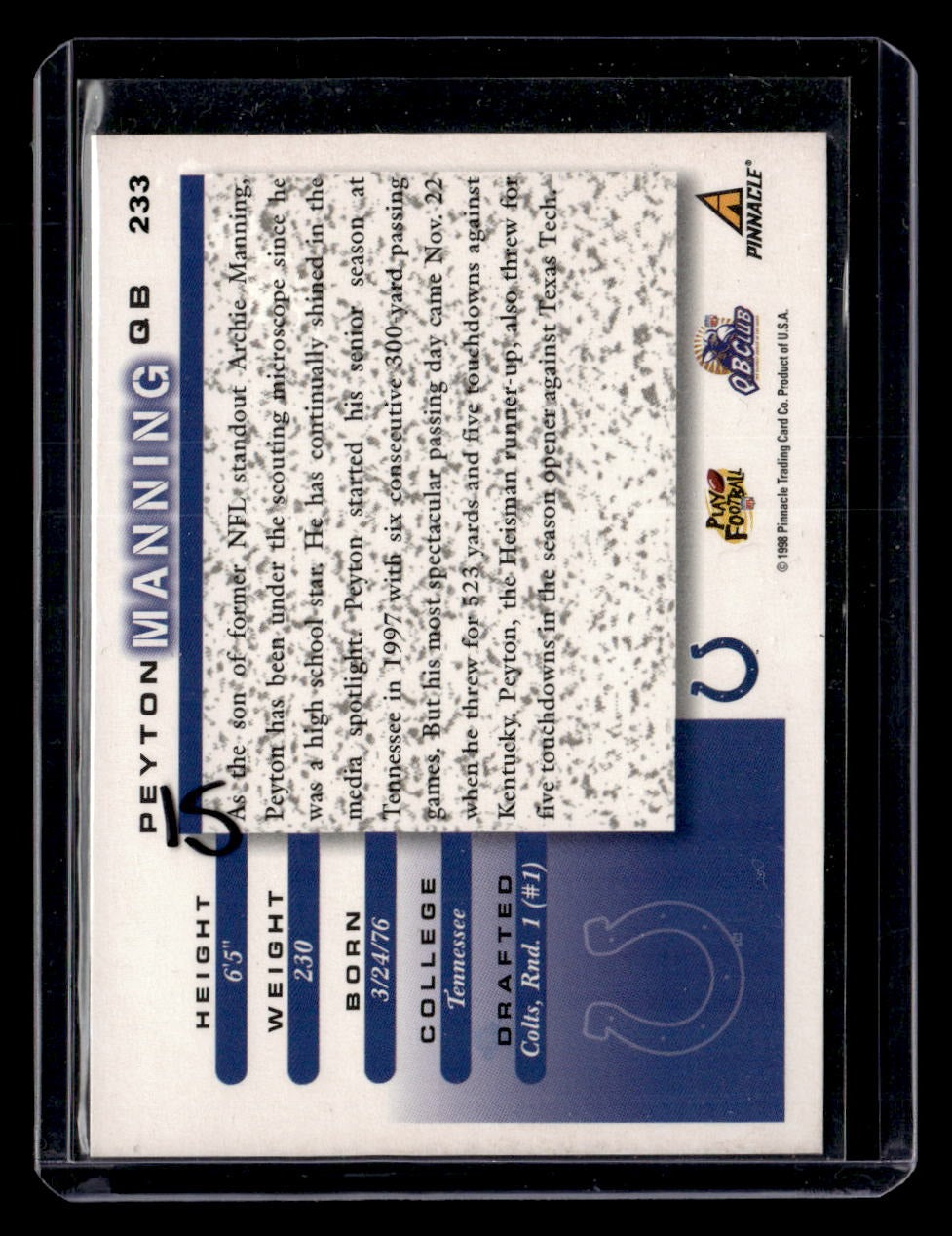 1998 Score #233 Peyton Manning — back