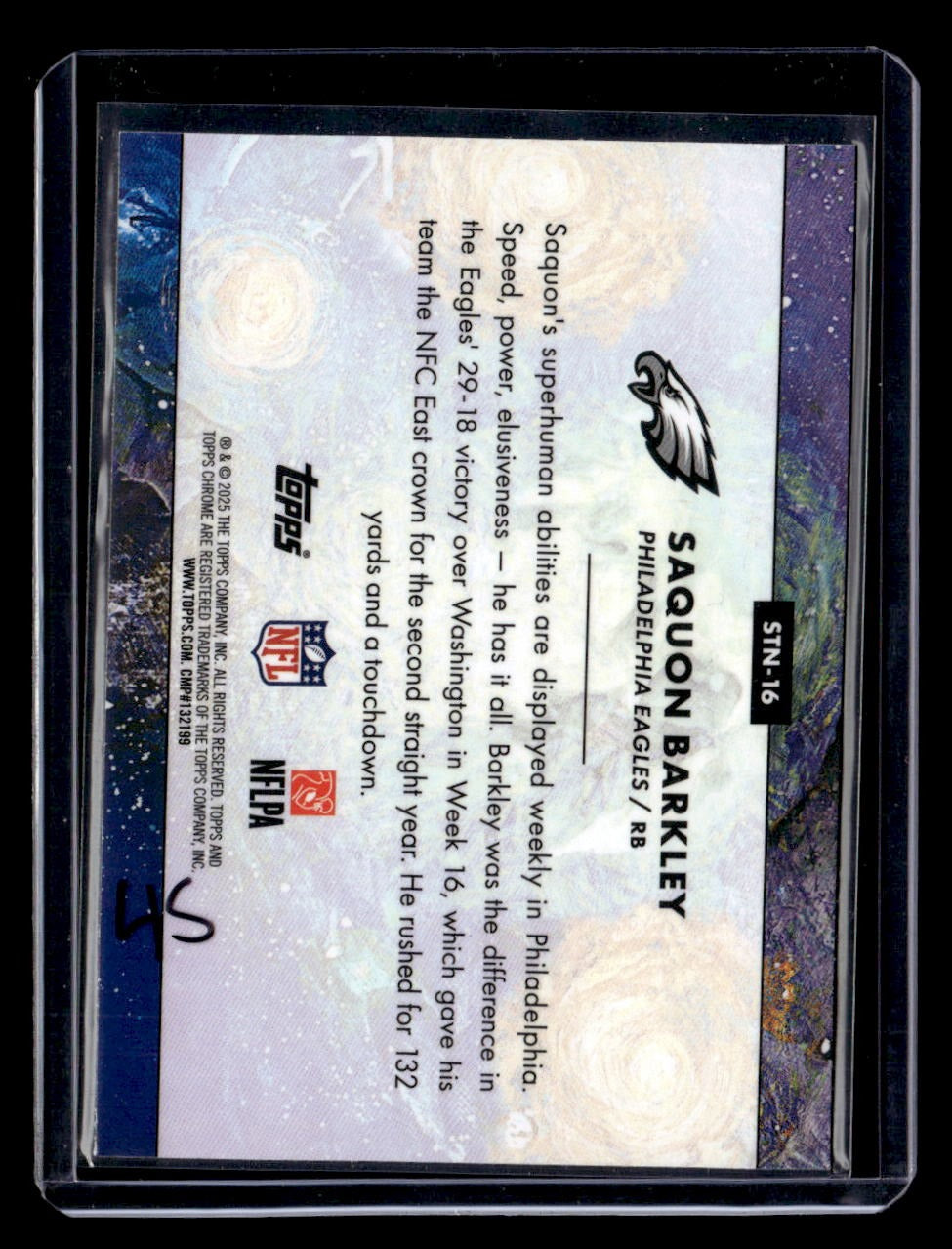 2025 Topps Chrome Cosmic #STN-16 Saquon Barkley Stars in the Night — back