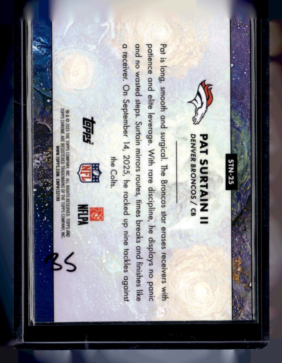 2025 Topps Chrome Cosmic #STN-25 Patrick Surtain II Stars in the Night — back