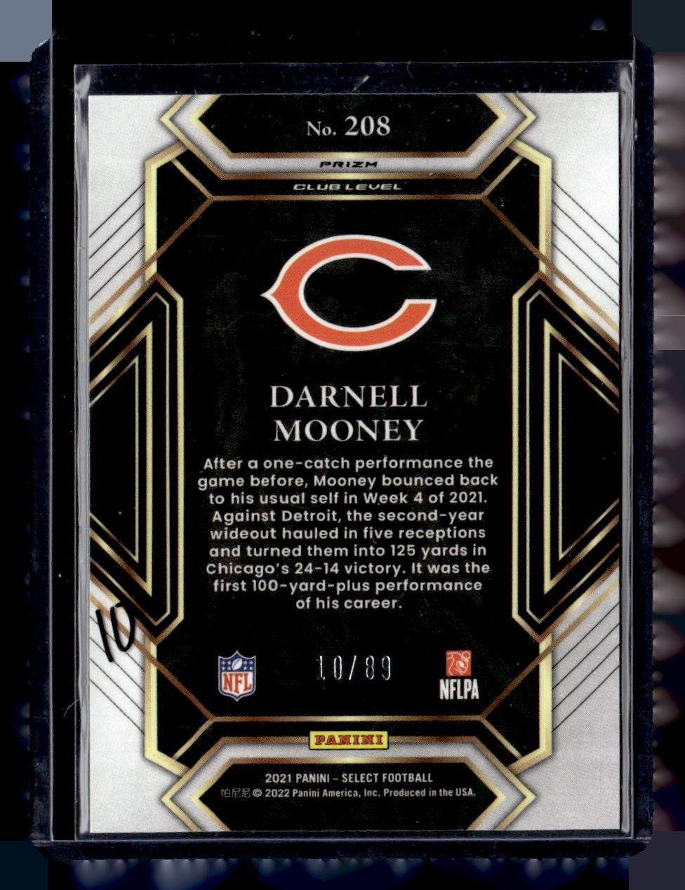 2021 Panini Select #208 Darnell Mooney Dragon Scale Prizm #/89 — back