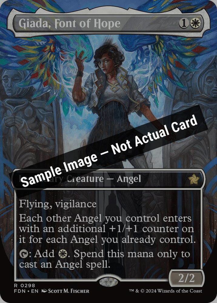 Magic,Foundations,Giada, Font of Hope (Borderless) - 298,Foil,Near Mint — Sample Image, Not Actual Card