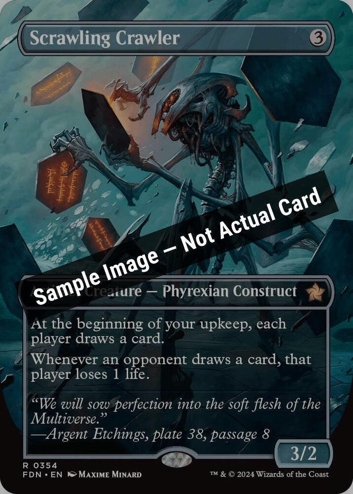 Magic,Foundations,Scrawling Crawler (Borderless) - 354,Foil,Near Mint — Sample Image, Not Actual Card