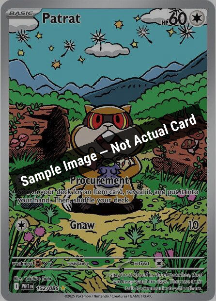 Pokemon,SV: White Flare,Patrat - 152/086,Holofoil,Near Mint — Sample Image, Not Actual Card