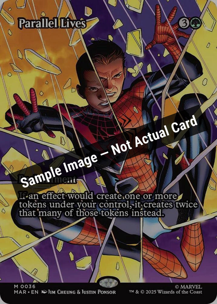 Magic,Marvel Universe Eternal-Legal,Parallel Lives (Borderless) - 36,Normal,Near Mint — Sample Image, Not Actual Card