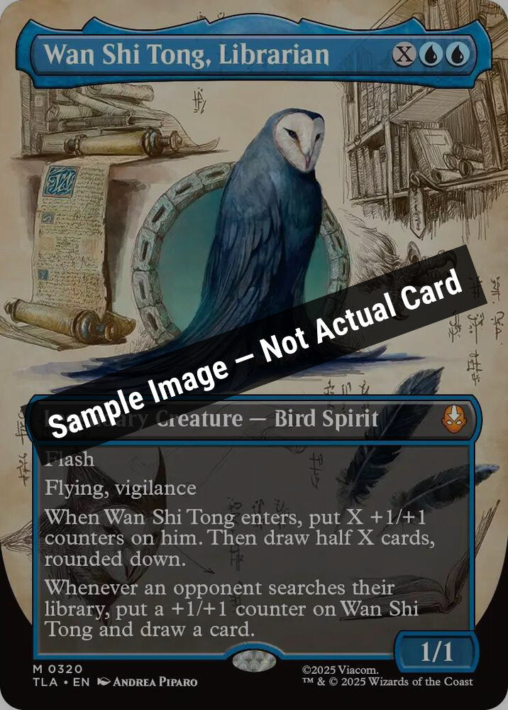 Magic,Avatar: The Last Airbender,Wan Shi Tong, Librarian (Borderless) - 320,Normal,Near Mint — Sample Image, Not Actual Card