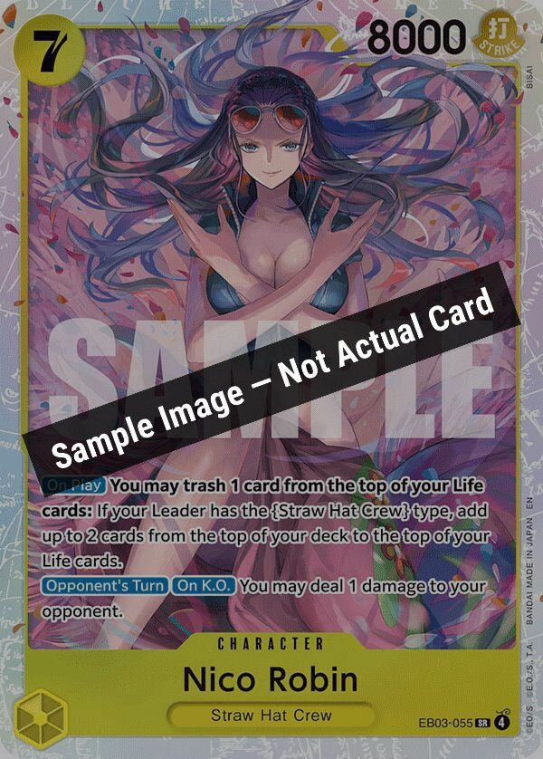 One Piece Card Game,Extra Booster: One Piece Heroines Edition,Nico Robin (055) - EB03-055,Foil,Near Mint — Sample Image, Not Actual Card
