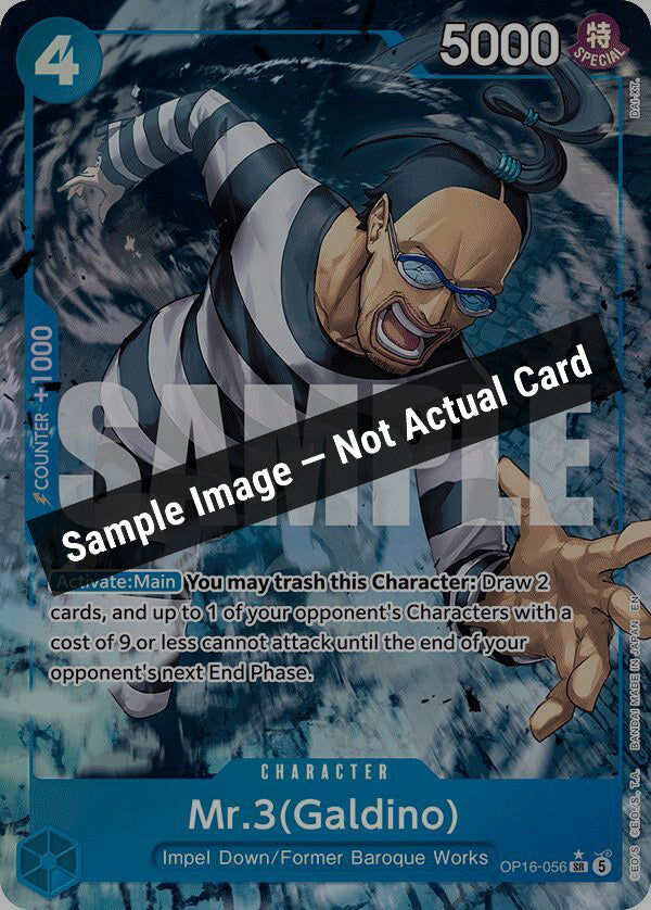 One Piece Card Game,The Time of Battle,Mr.3(Galdino) (056) (Alternate Art) - OP16-056,Foil,Near Mint — Sample Image, Not Actual Card