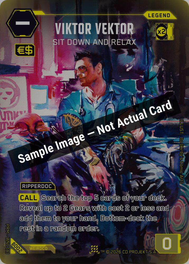 Cyberpunk TCG,Box Toppers - Beta,Viktor Vektor - Sit Down and Relax - B002,Foil,Near Mint — Sample Image, Not Actual Card