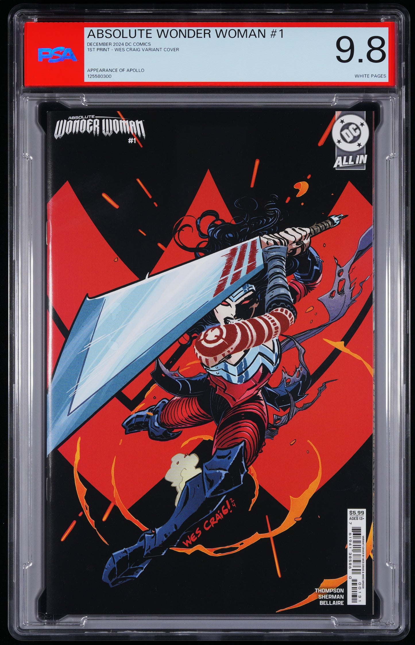 DC Comics Absolute Wonder Woman #1 1 WES CRAIG VARIANT COVER