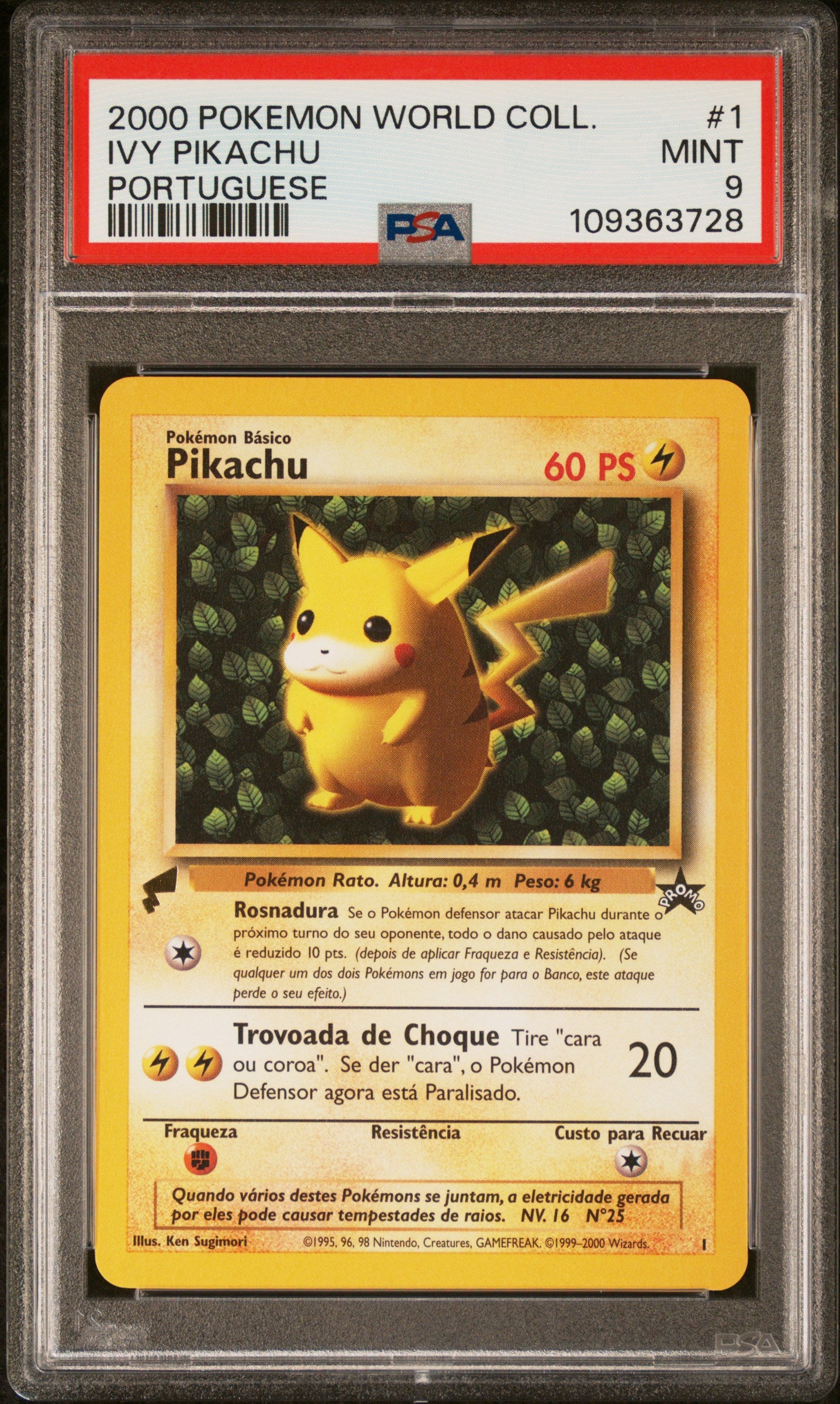 2000 POKEMON PIKACHU WORLD COLLECTION IVY PIKACHU #1 PORTUGUESE PSA 9