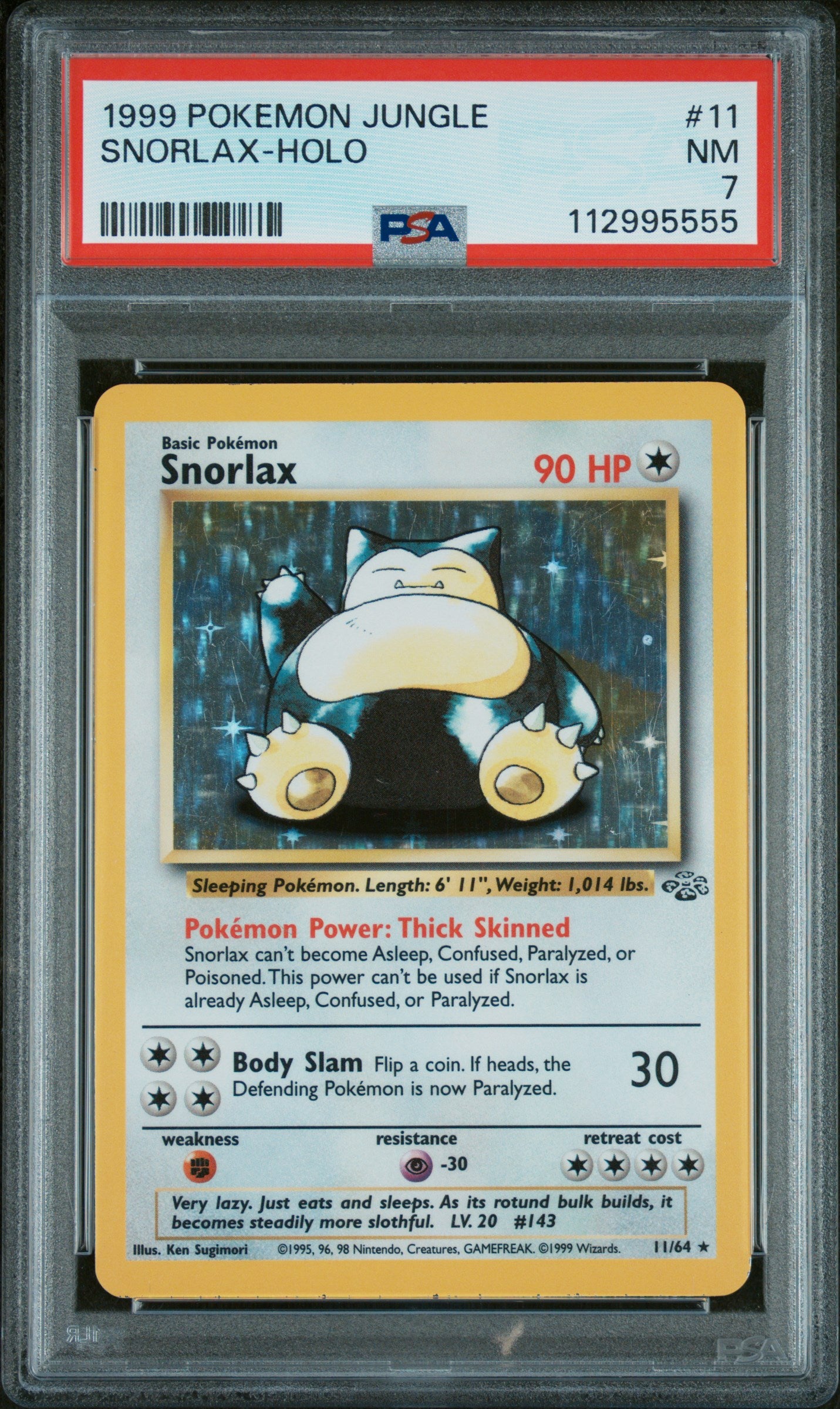 1999 POKEMON JUNGLE SNORLAX-HOLO #11 PSA 7