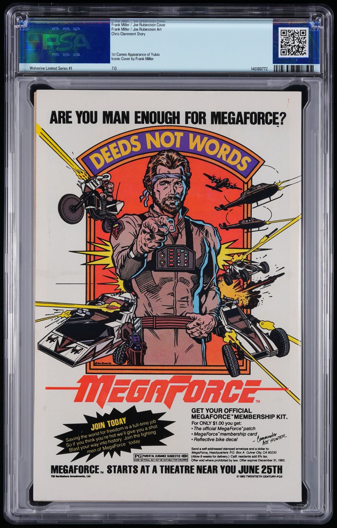 Marvel Comics Wolverine Limited Series #1 1982 CLASSIC COLL-BLACK STAR PSA 7.0