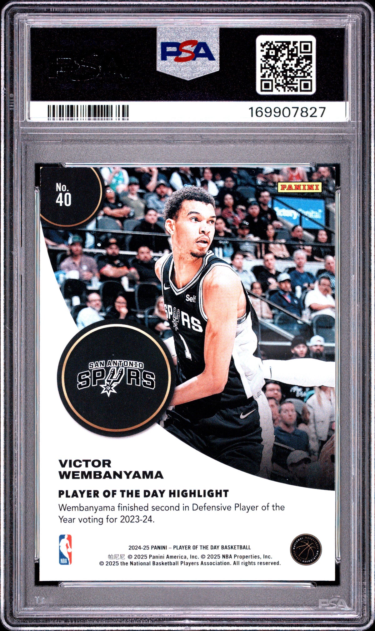 2024 PANINI NBA PLAYER OF THE DAY VICTOR WEMBANYAMA #40 PSA 8