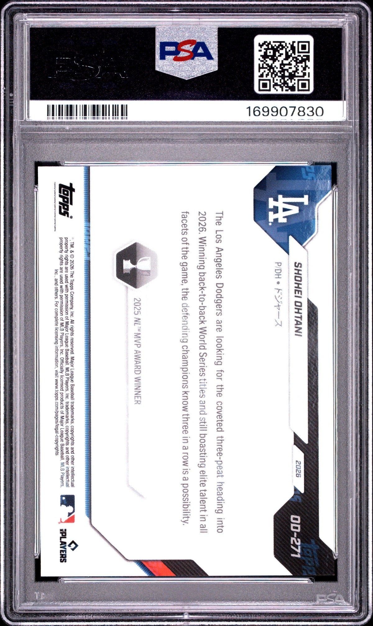 2026 TOPPS NOW ROAD TO OPENING DAY SHOHEI OHTANI #OD-271 ROAD/OPEN DAY-JAPAN EDITION PSA 10