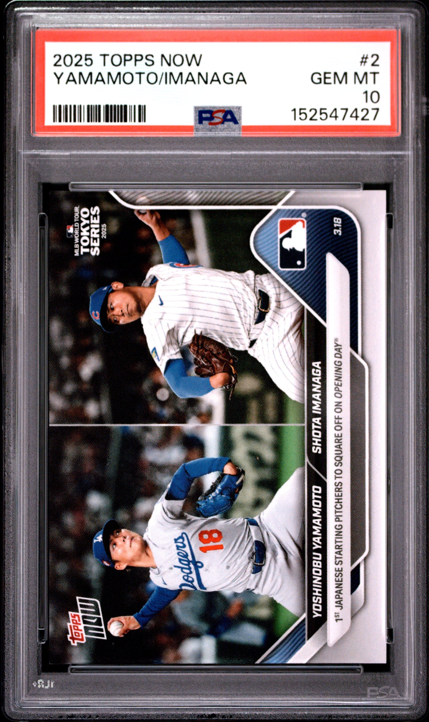 2025 TOPPS NOW YAMAMOTO/IMANAGA #2 PSA 10
