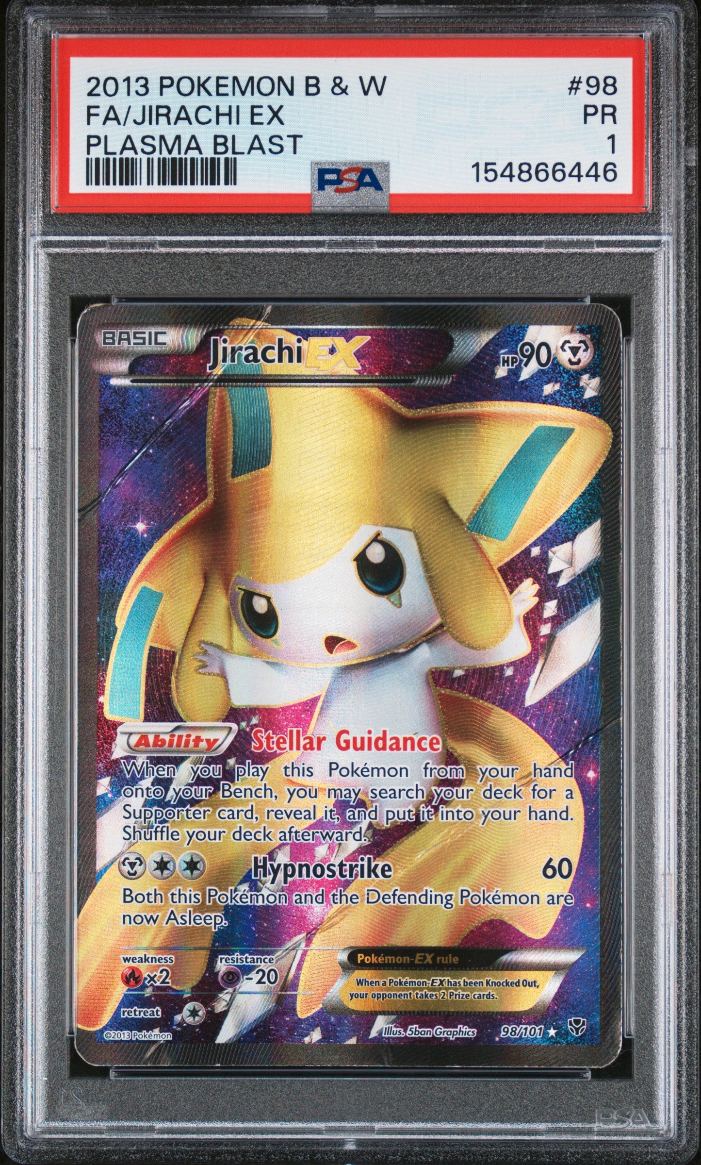 2013 POKEMON BLACK & WHITE PLASMA BLAST FA/JIRACHI EX #98 PLASMA BLAST PSA 1