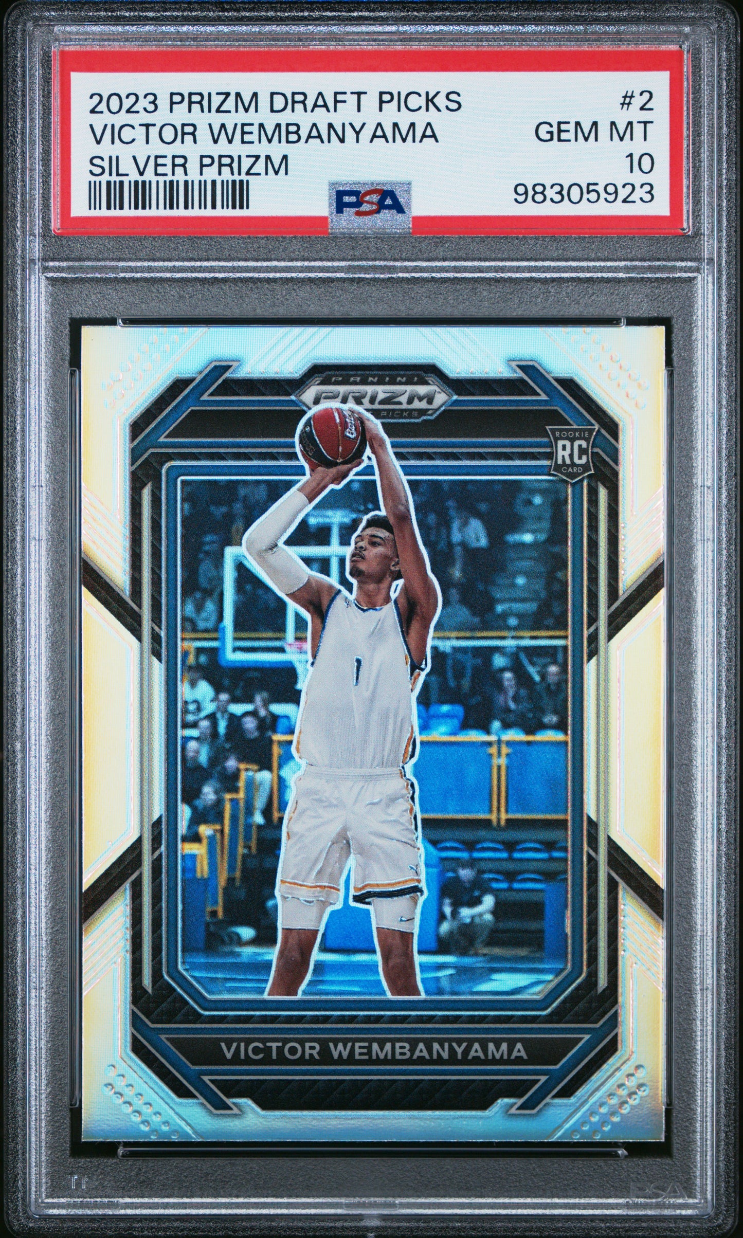 2023 PANINI PRIZM DRAFT PICKS VICTOR WEMBANYAMA #2 SILVER PRIZM PSA 10