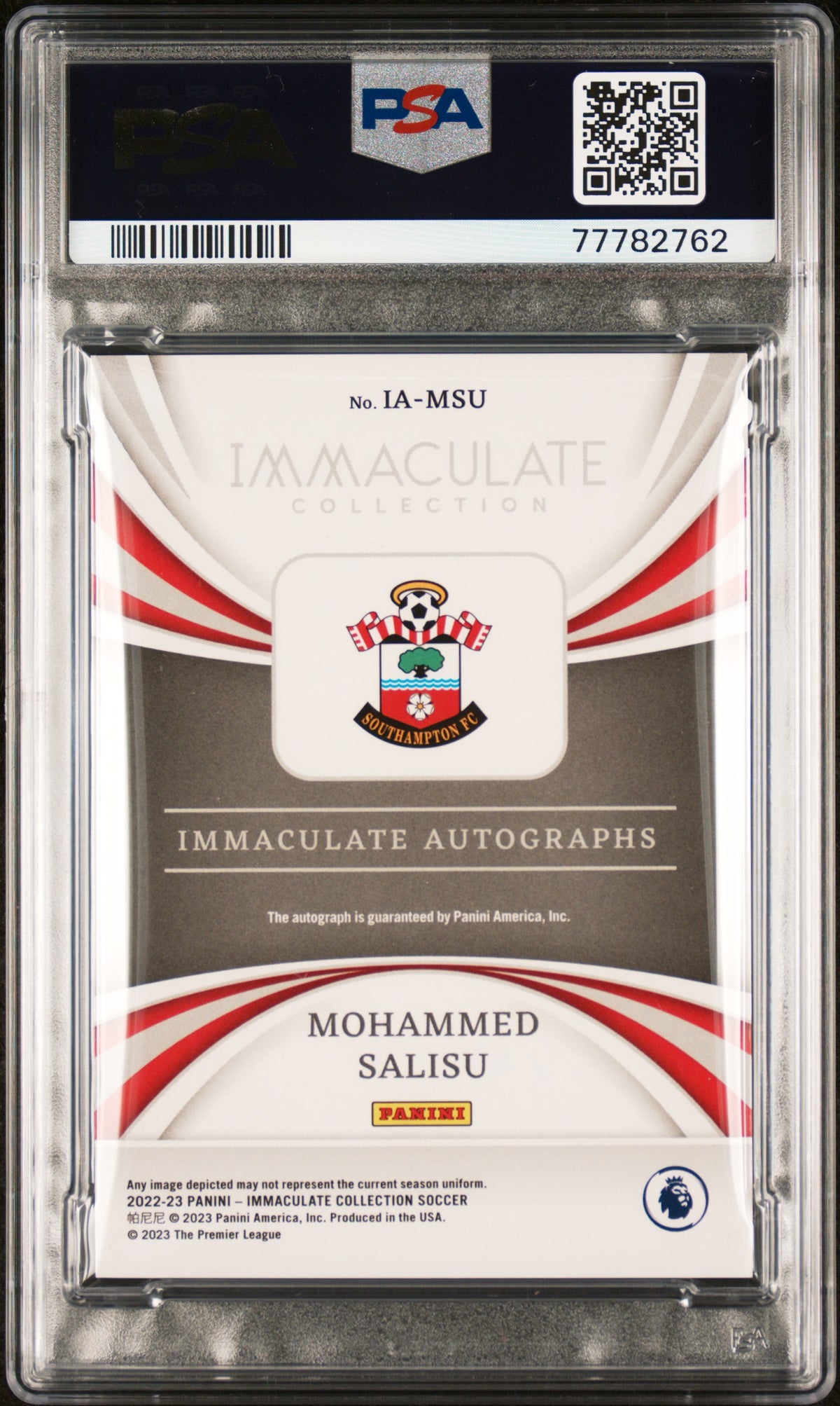 2022 PANINI IMMACULATE COLLECTION IMMACULATE AUTOGRAPHS MOHAMMED SALISU #IAMSU IMMCL.AUTO-SAPPHIRE PSA 6
