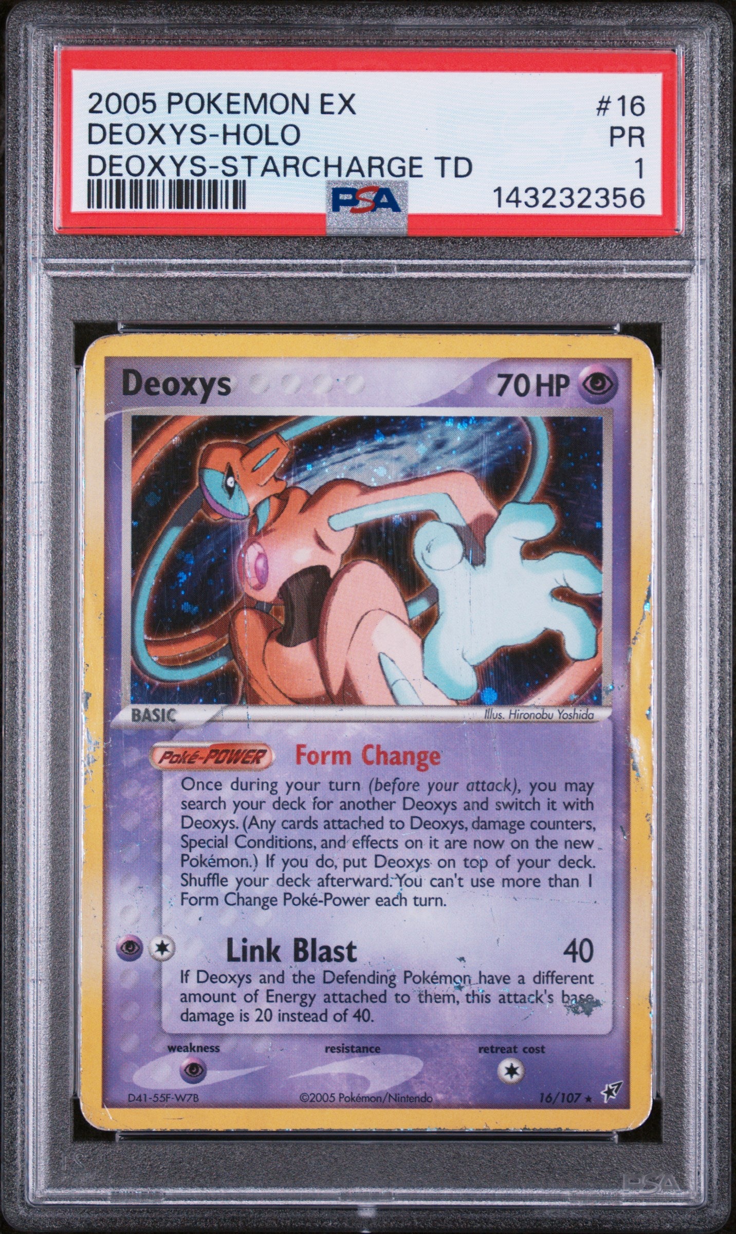 2005 POKEMON EX DEOXYS DEOXYS-HOLO #16 DEOXYS-STARCHARGE TD PSA 1