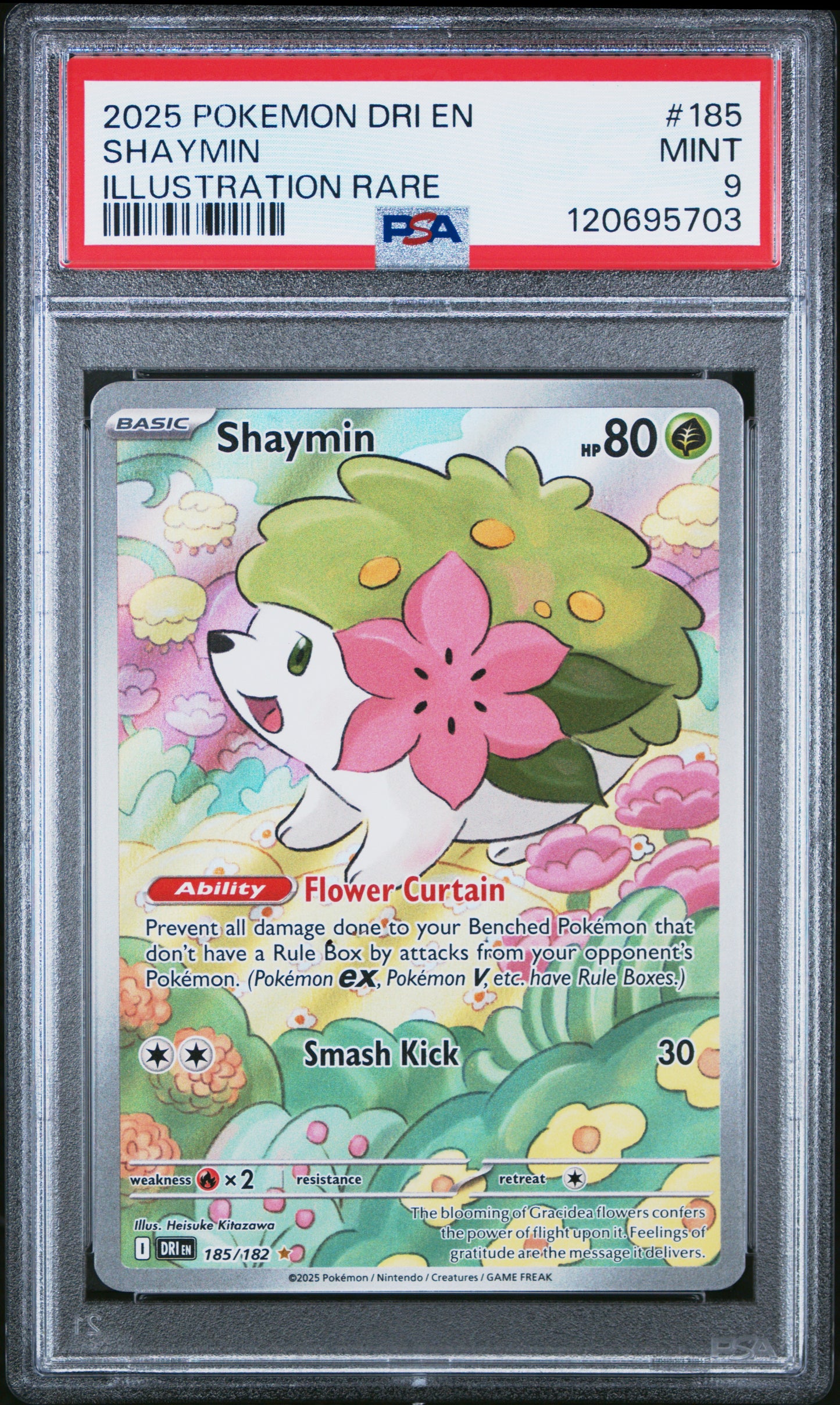 2025 POKEMON DRI EN-DESTINED RIVALS SHAYMIN #185 PSA 9 - Image 2