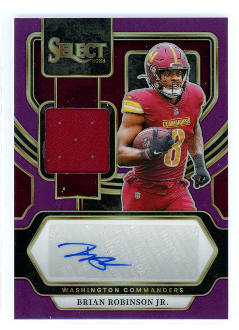2023 Panini Select #SM-BR Brian Robinson Jr. Purple Prizm Patch Auto /49