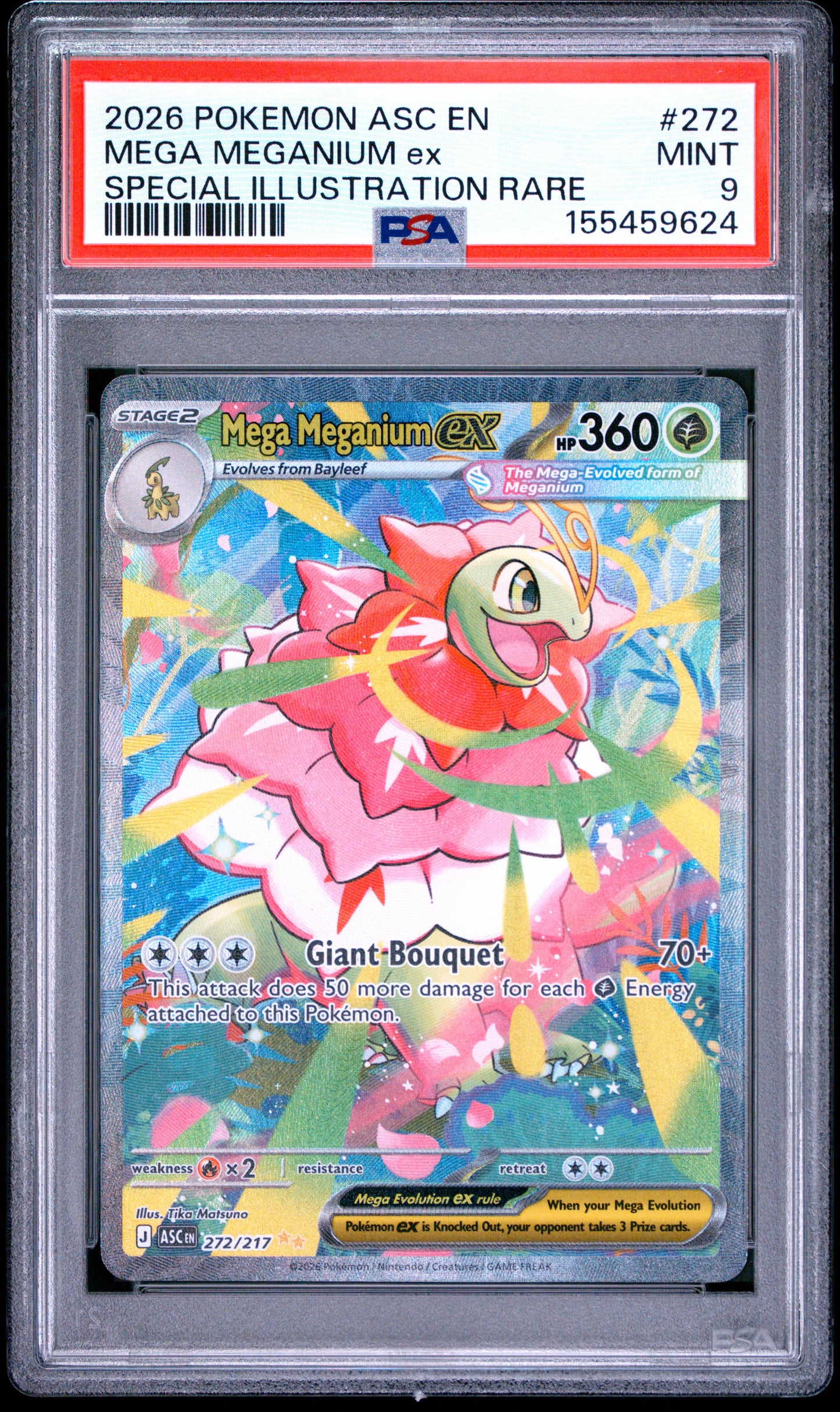 2026 POKEMON ASC EN-ASCENDED HEROES MEGA MEGANIUM ex #272 SPECIAL ILLUSTRATION RARE PSA 9
