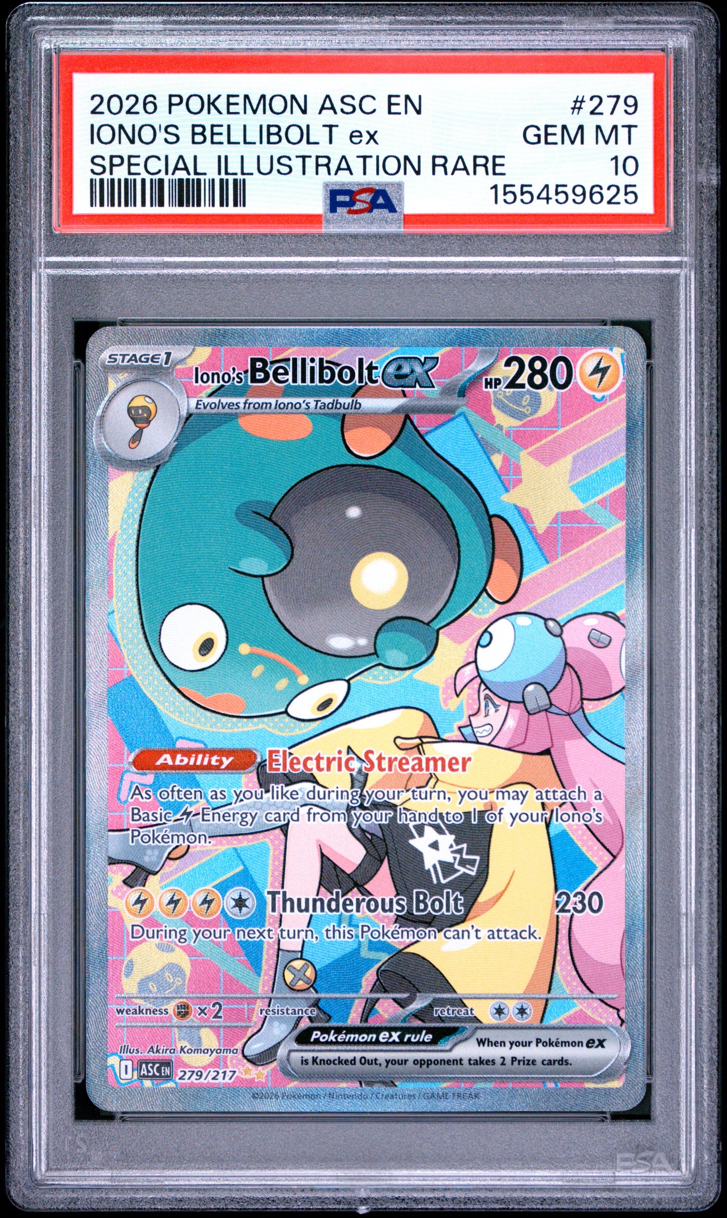 2026 POKEMON ASC EN-ASCENDED HEROES IONO'S BELLIBOLT ex #279 SPECIAL ILLUSTRATION RARE PSA 10