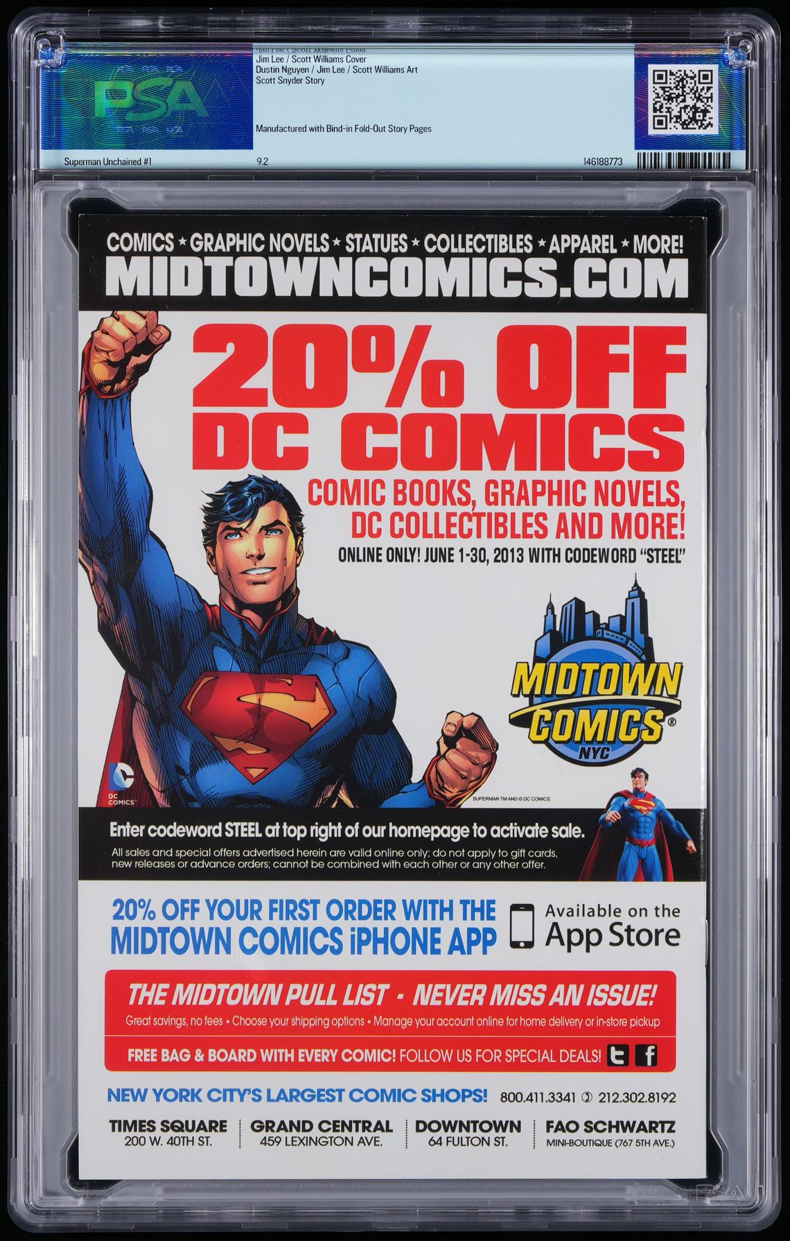 DC Comics Superman Unchained #1 2013 PSA 9.2
